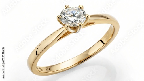 Luxury golden wedding rings and brilliant diamond jewelry sets featuring precious gems on a metal band symbolize a gift of love for a woman's engagement or fashion decoration isolated on white