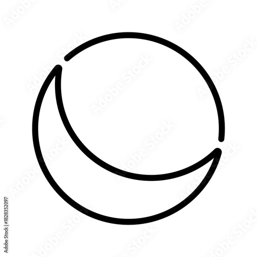 Crescent Moon Eclipse Outline Line Art Sky Icon
