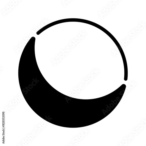 Solar Eclipse Lunar Moon Flat Black Shadow Icon
