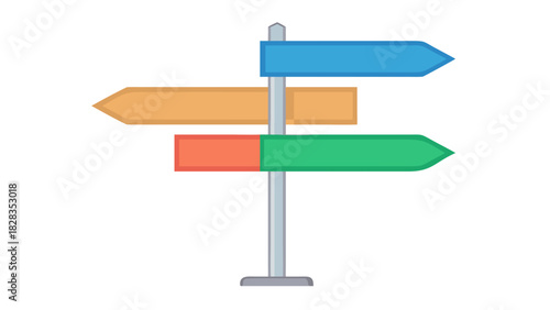 Colorful Road Direction Singpost Vektor Navigation Guide Icon