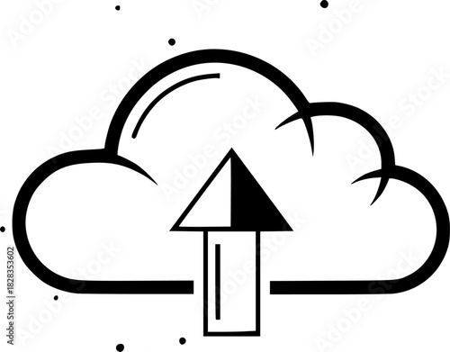 Cloud Uploading Secure Data Storage and Seamless File Transfer Icon
