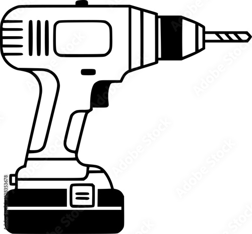 High-Quality Vector Icon of a Cordless Drill for DIY Projects and Construction
