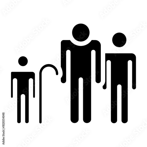 Intergenerational Inclusion Vector Glyph Icon Design