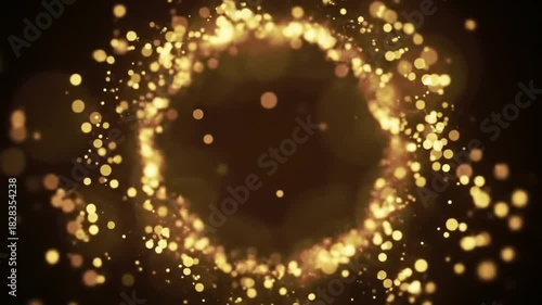 Soft Golden Particles Forming a Floating Halo — Dreamy, Elegant, Seamless Loop