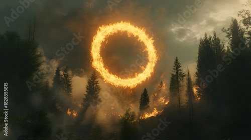 Fiery Ring in Burning Forest