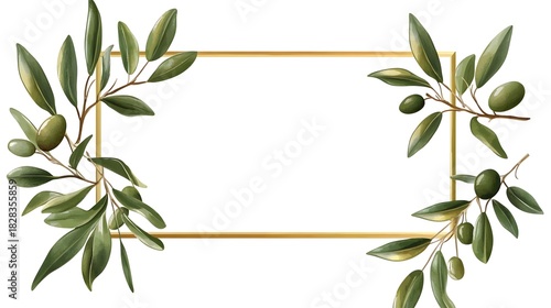 Olive Branch Frame with Gold Border