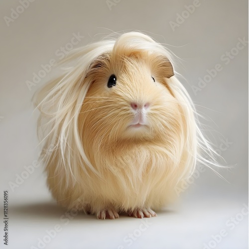 Adorable Guinea Pig with Long Blonde Hair