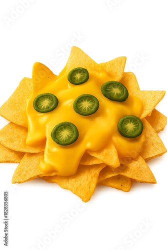 Cheesy Nachos With Jalapeño Slices On Tortilla Chips: A Spicy Snack For Sharing