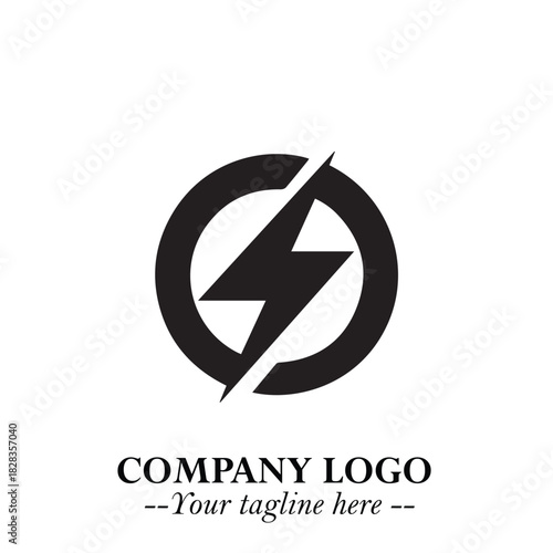 Sleek Electrical Logo Symbol on a Clean White Background for Modern Branding Design Elements Art