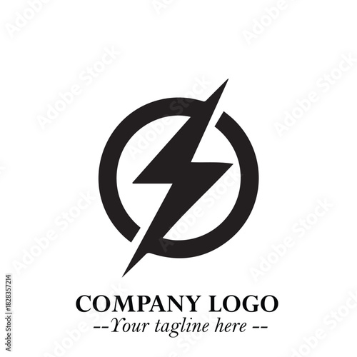 Sleek Electrical Logo Symbol on a Clean White Background for Modern Branding Design Elements Art