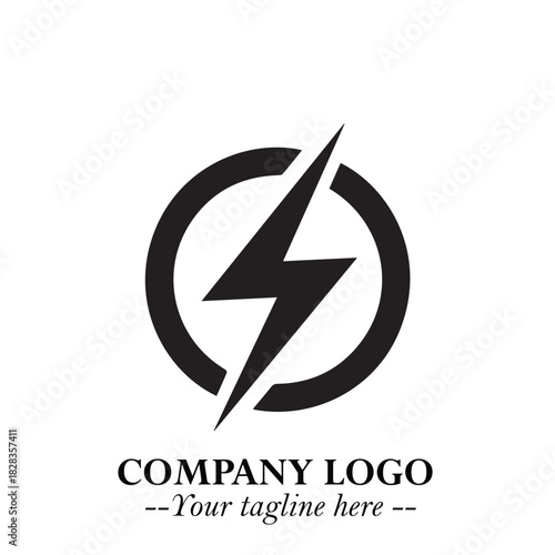 Sleek Electrical Logo Symbol on a Clean White Background for Modern Branding Design Elements Art