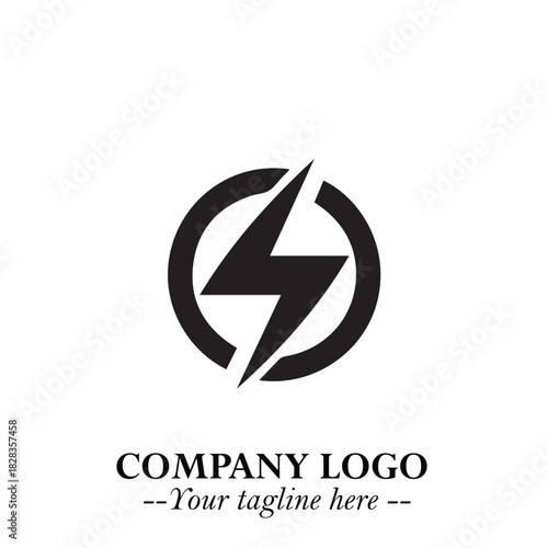 Sleek Electrical Logo Symbol on a Clean White Background for Modern Branding Design Elements Art