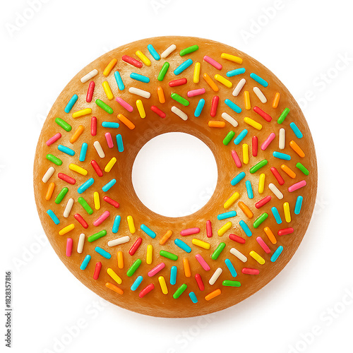 Colorful Sprinkled Donut Ring: Glazed Dessert for Celebrations, Bakery, and Photo Styling
