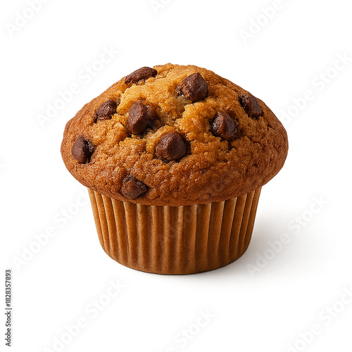 Fresh Chocolate Chip Muffin: Golden Bakery Treat for Breakfast, Snack, or Café Display