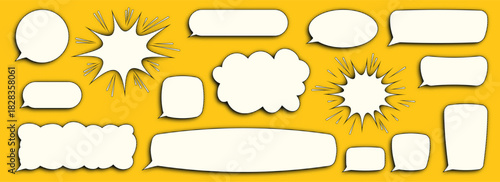 Comic bubbles on a yellow halftonepatterned background
