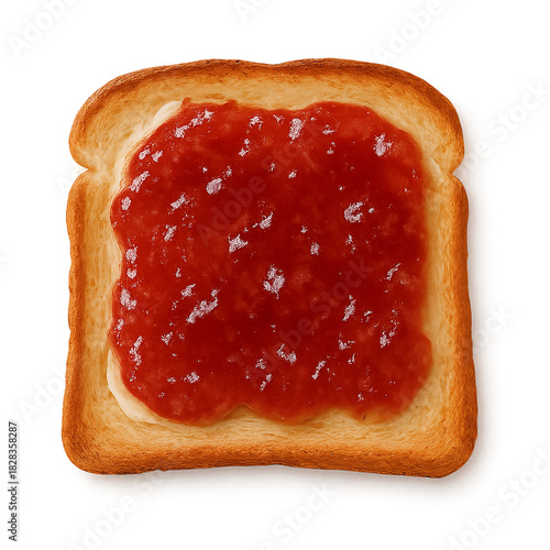 Delicious Golden Toast With Strawberry Jam Spread On Crisp Bread Slice For Breakfast