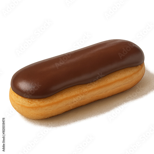 Chocolate Glazed Éclair Pastry With Cream Filling, Dessert Favorite For Sweet Treats And Delights