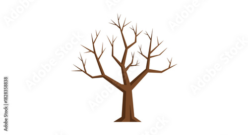 Bare tree silhouette against plain background, perfect for seasonal design projects or artistic compositions needing a minimalist touch