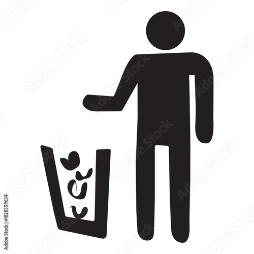 The image is an icon representing waste disposal or throwing to the bin. 