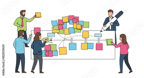 Teamwork and collaboration on a project, brainstorming and planning processes