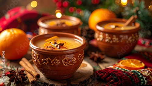 Traditional festive Ponche Navideño, a warm fruit punch enjoyed during the Mexican Christmas novena celebration known as Las Posadas.