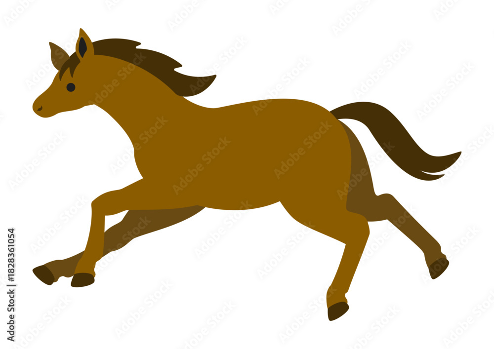 Obraz premium 走る馬のイラスト/スピード感のあるダッシュポーズ