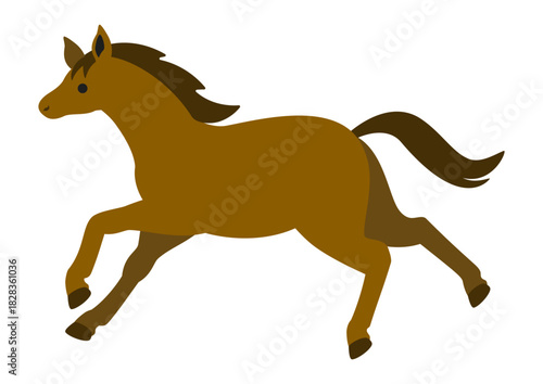 走る馬のイラスト/前足を大きく伸ばして駆けるポーズ
