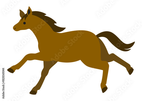 走る馬のイラスト/前後の脚を大きく開いたダイナミックなポーズ