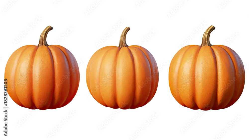Obraz premium Pumpkins with bright orange skin assorted autumn squash natural harvest vegetables rustic seasonal farm produce detail isolated on white background