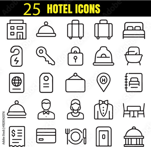 Luxury Hospitality Icons Collection for Travel and Accommodation Services