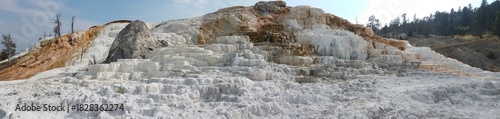 Mammoth Hot Springs Terraces in Yellowstone National Park, Wyoming, USA in Morning Light