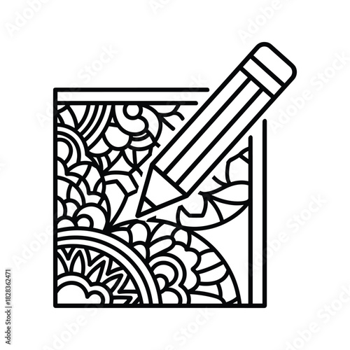Creative coloring page with pencil for mindful relaxation, perfect for stress relief and artistic expression in a fun and engaging way