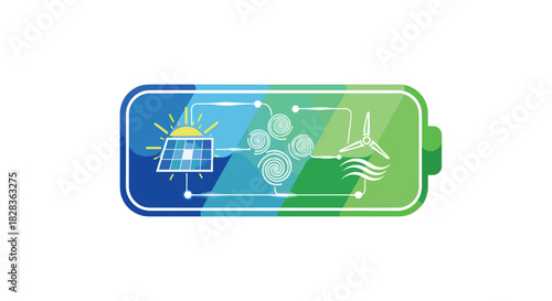Renewable Energy Sources Charging Battery Concept, Generative AI.