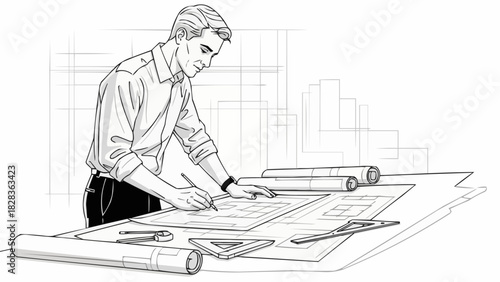 business man drawing