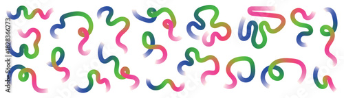 Wallpaper Mural Modern Memphis inspired geometric squiggles and organic forms with bright rainbow gradients. Torontodigital.ca