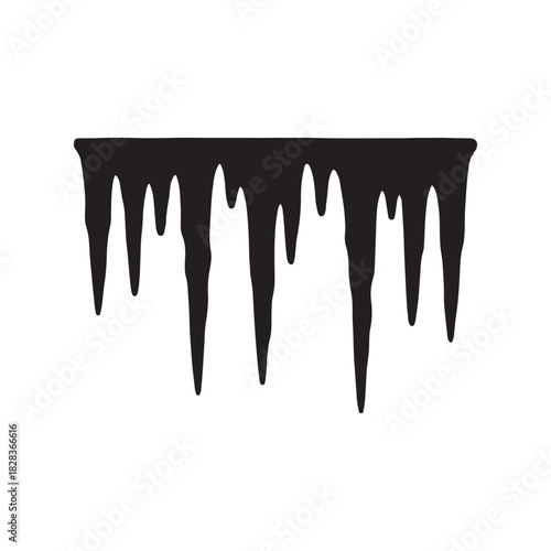 Black Dripping Paint or Slime Border Graphic Element for Halloween and Grunge Designs