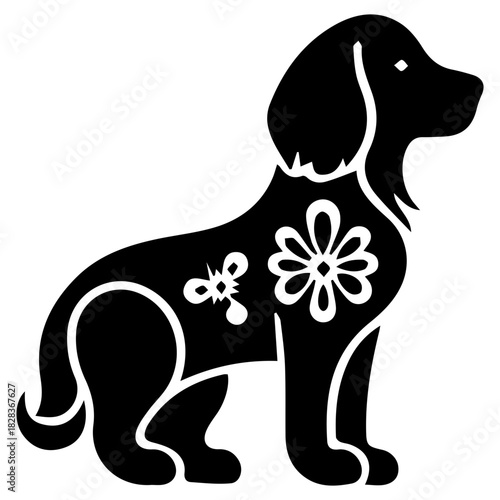 Floral Dog Silhouette