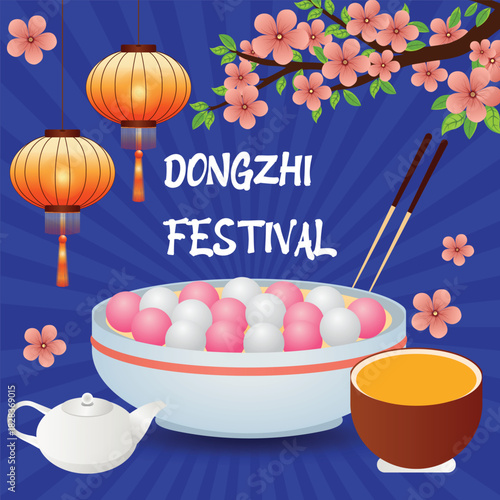 Happy Dongzhi Festival Celebration with Traditional Tangyuan and Festive Decor