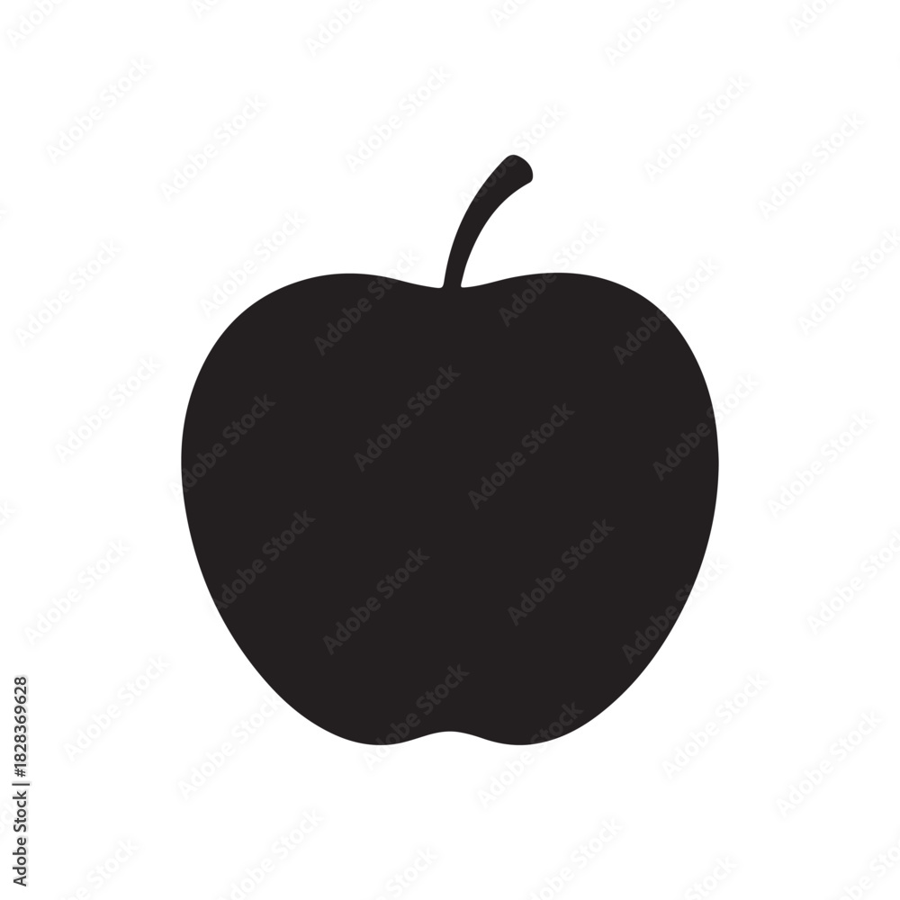 Fototapeta premium Apple silhouette icon vector flat design on white background