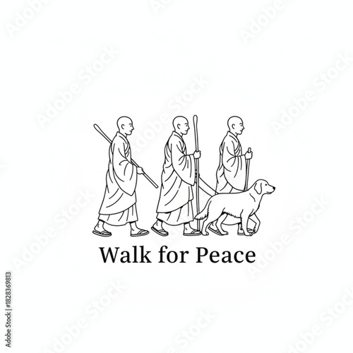 Walk for Peace - Spiritual Journey Line Art Graphic