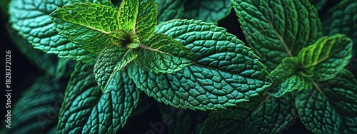 Natural Mint Leaf Texture with Veins