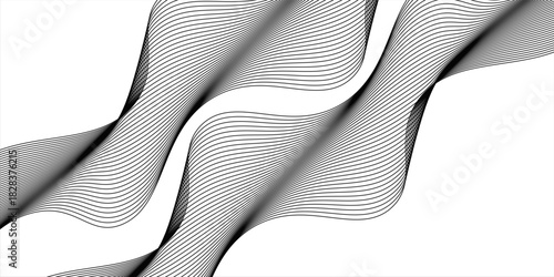 Twisted curve lines with mixed effects. Technology abstract lines on white background. frequency sound waves,Print