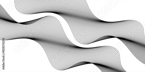 Twisted curve lines with mixed effects. Technology abstract lines on white background. frequency sound waves,Print
