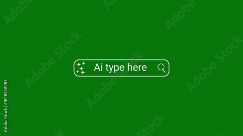 Search Bar with AI Text and Sparkle Icons on Green Background artificial intelligence text input
