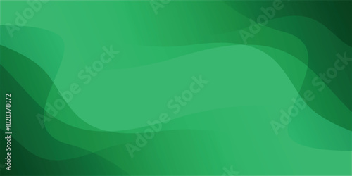 Abstract green background with smooth, translucent, overlapping wavy shapes creating a sense of depth and movement.