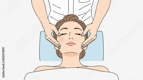 Relaxing Facial Massage Treatment for a Woman in a Spa Setting
