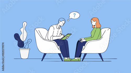 Therapy Session Illustration Mental Health and Well being Concept