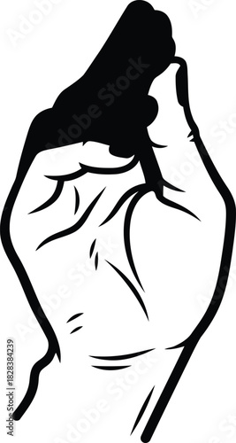 Italian hand gesture "what?" gesture, black and white