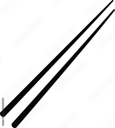 Simple black chopsticks icon on white background