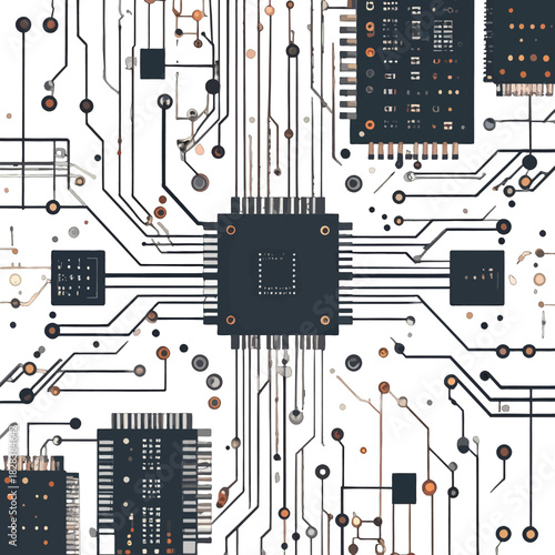 Detailed Abstract Digital Circuit Board With Intricate Lines And Components In A Modern Technological Design